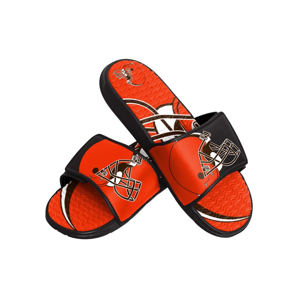 FOCO Cleveland Browns NFL Mens Colorblock Big Logo Gel Slides - S
