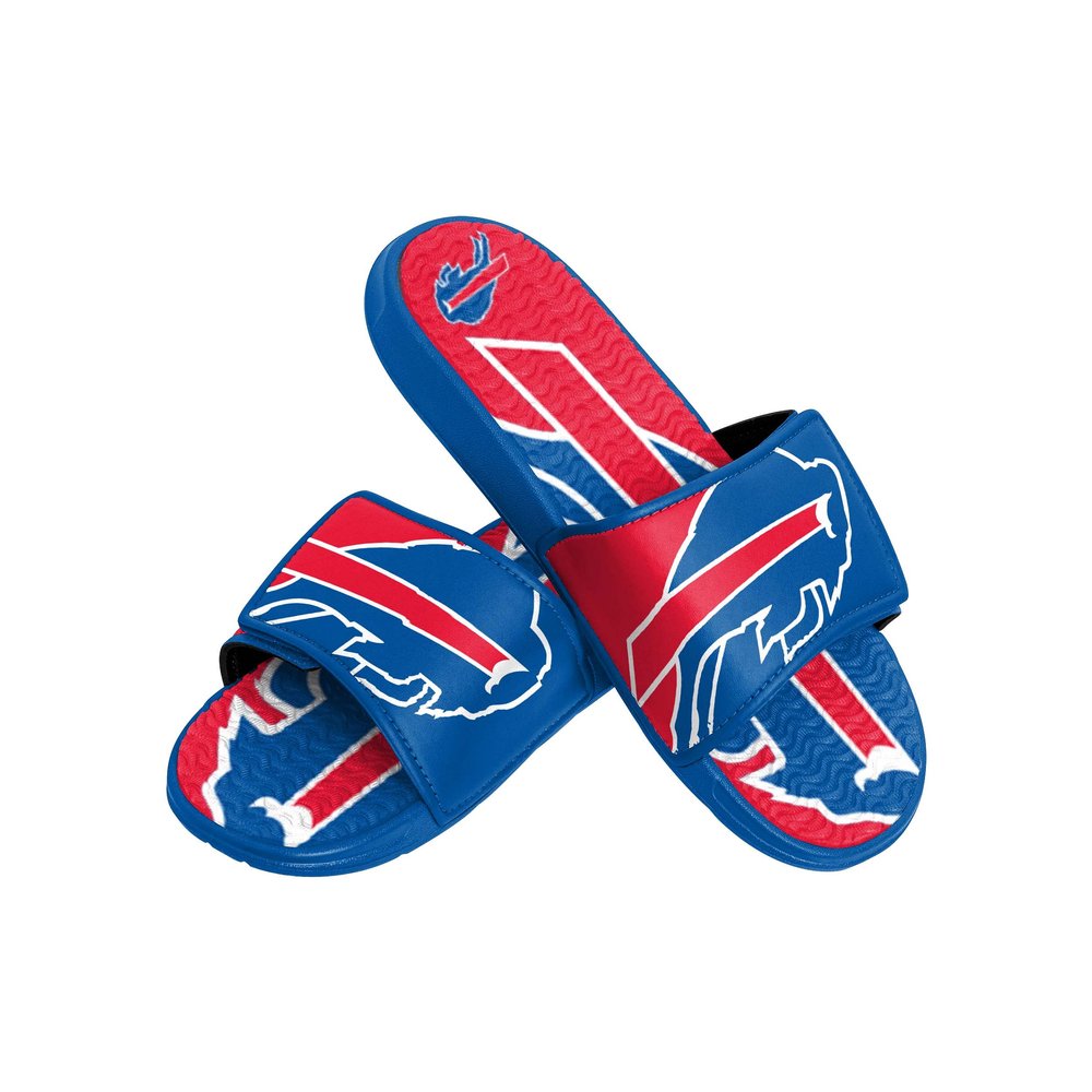 FOCO Buffalo Bills NFL Mens Colorblock Big Logo Gel Slides - M
