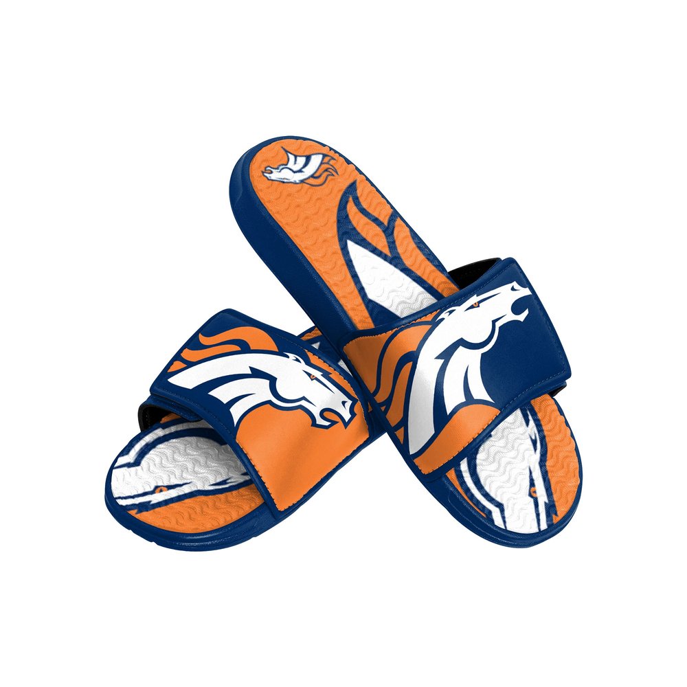 FOCO Denver Broncos NFL Mens Colorblock Big Logo Gel Slides - XL