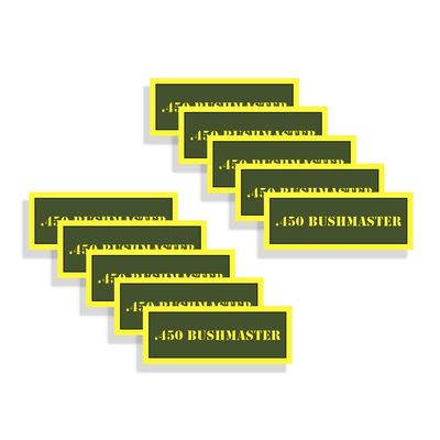 Ammo Can Labels 450 Bushmaster Ammunition Decals Olive Drab Green Firearm Labels 450 Bushmaster 10 Pack Adhesive Vinyl 3"x1.15" #AG