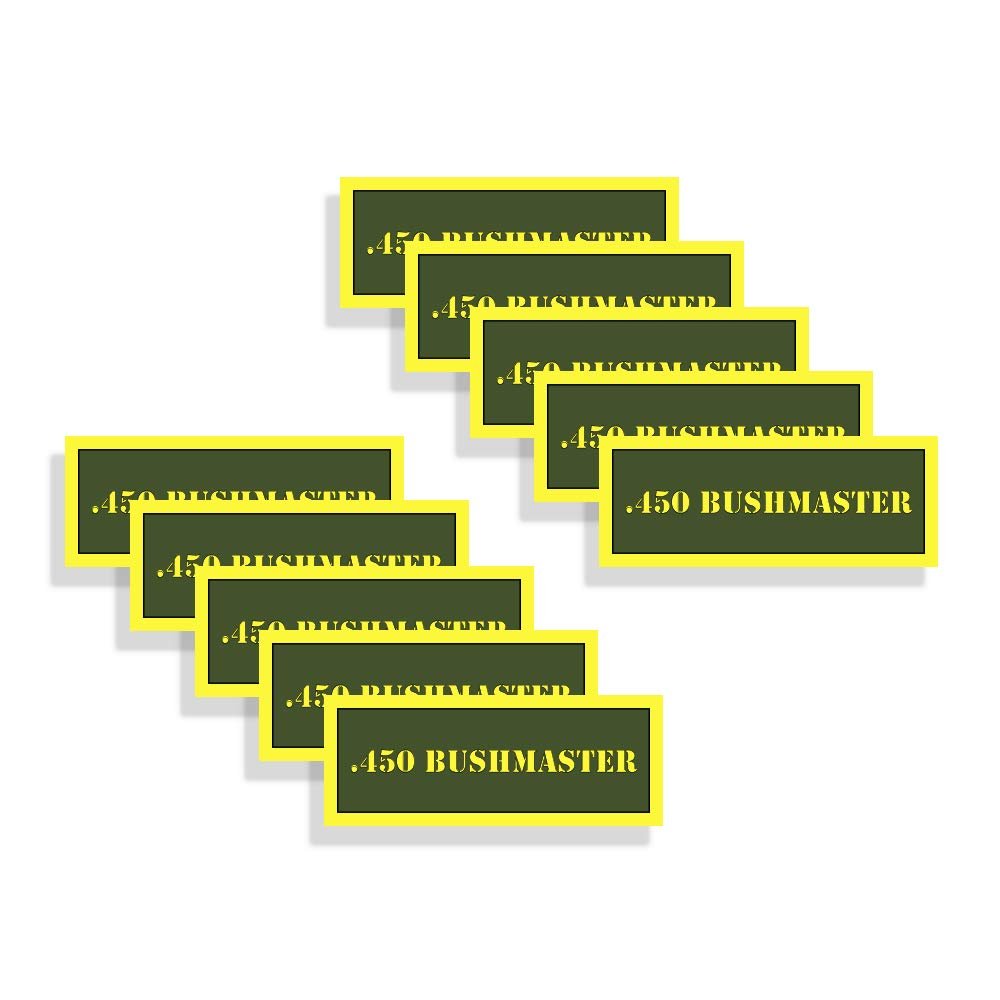 Ammo Can Labels 450 Bushmaster Ammunition Decals Olive Drab Green Firearm Labels 450 Bushmaster 10 Pack Adhesive Vinyl 3"x1.15" #AG