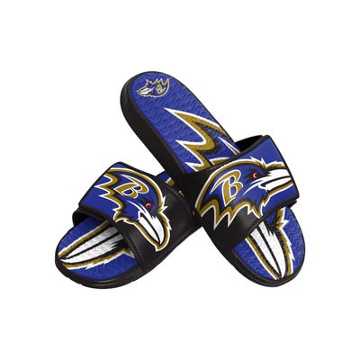 FOCO Baltimore Ravens NFL Mens Colorblock Big Logo Gel Slides - S