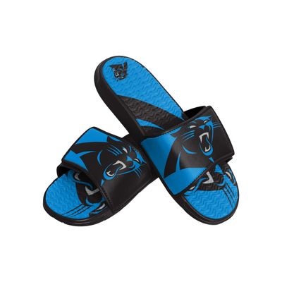 FOCO Carolina Panthers NFL Mens Colorblock Big Logo Gel Slides - S