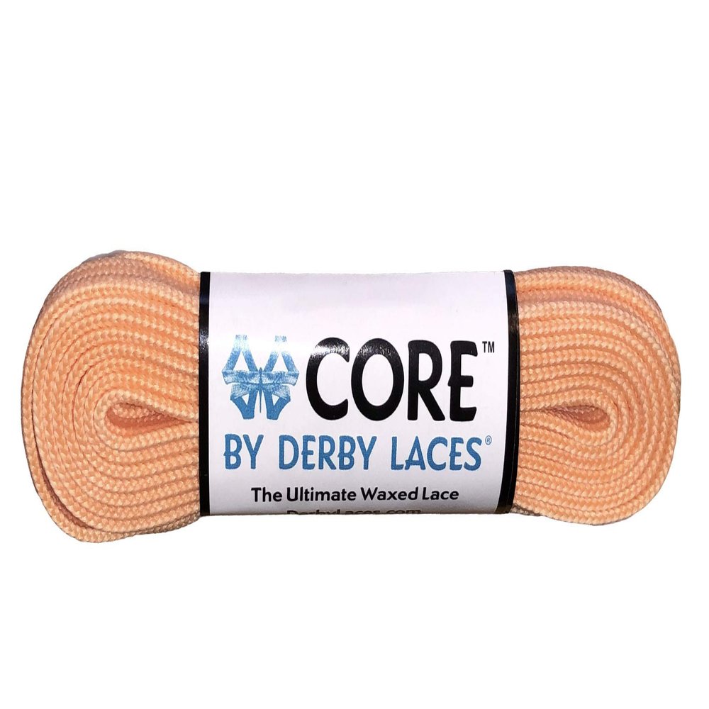 Derby Laces CORE Narrow 6mm Waxed Lace for Figure Skates, Roller Skates, Boots, and Regular Shoes (Peach, 134 Inch / 340 cm)