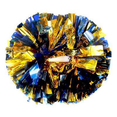 Hooshing 2PCS Blue and Gold Pom Poms Cheerleading with Baton Handle for Team Spirit Sports Dance Cheering