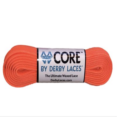 Derby Laces CORE Narrow 6mm Waxed Lace for Figure Skates, Roller Skates, Boots, and Regular Shoes (Fluorescent Orange, 120 Inch / 305 cm)