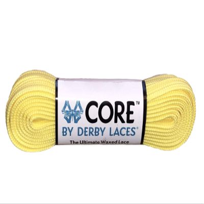 Derby Laces CORE Narrow 6mm Waxed Lace for Figure Skates, Roller Skates, Boots, and Regular Shoes (Lemon Yellow, 45 Inch / 114 cm)