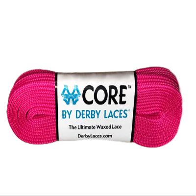 Derby Laces CORE Narrow 6mm Waxed Lace for Figure Skates, Roller Skates, Boots, and Regular Shoes (Hot Magenta, 134 Inch / 340 cm)