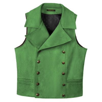 Ceehuteey Mens Suit Suede Double Breasted Vest Classic Groomsmen Wedding Waistcoat Leather Big Lapel(XXXL,Green)