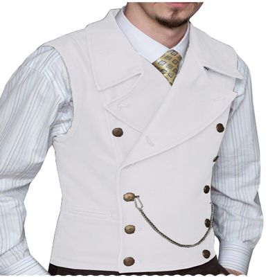 Ceehuteey Mens Suit Suede Double Breasted Vest Classic Groomsmen Wedding Waistcoat Leather Big Lapel(XXXL,White)