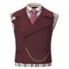 Ceehuteey Mens Suit Suede Double Breasted Vest Classic Groomsmen Wedding Waistcoat Leather Big Lapel(S,Burgundy) view 1