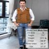 Ceehuteey Mens Suit Suede Double Breasted Vest Classic Groomsmen Wedding Waistcoat Leather Big Lapel(L,Red) view 2