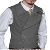 Ceehuteey Mens Suit Suede Double Breasted Vest Classic Groomsmen Wedding Waistcoat Leather Big Lapel(S,Grey) view 1