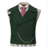 Ceehuteey Mens Suit Suede Double Breasted Vest Classic Groomsmen Wedding Waistcoat Leather Big Lapel(XXL,Dark Green) view 1