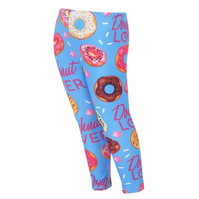 FEESHOW Girls Stretch Leggings Tights Kids Athletic Pants Fashion Allover Printed for Sports Dance wear Tights Trousers Blue 3-4