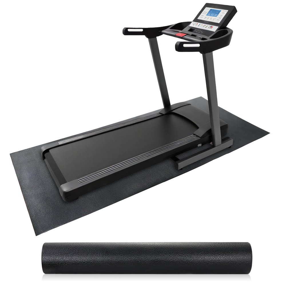 HomGarden8x3 FT Treadmill Mat for Home Gym, 1/4" Thick High Density PVC Equipment Mat, Anti-Vibration Floor Protector for Exercise Bike, Noise Reduction for Hardwood Floors,Black