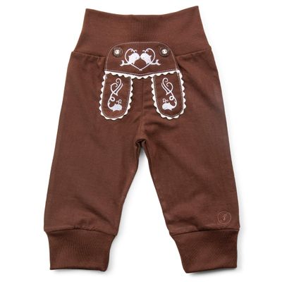 Schneberger Trachten Couture Baby Pants Bavaria Lederhosen Design - Toddler Cotton Jogger Pants Bockkitz (Dark-Brown, 5-6T)