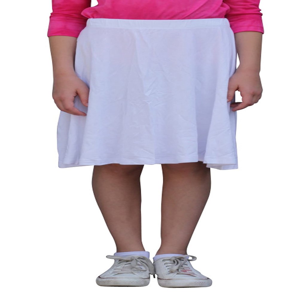 Kosher Casual Modest Kids Big Girl's Knee Length Full A-Line Skater Skirt Extra Large White