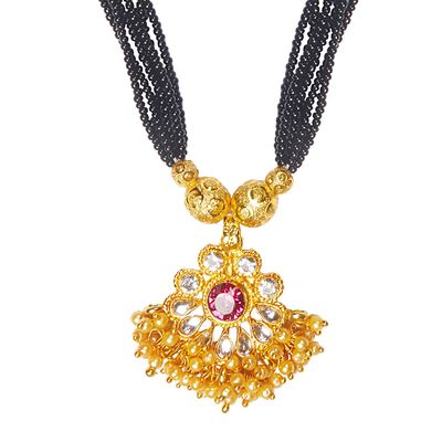 Bodha Traditional Indian HandcraftedGold Plated Designer Fancy Mangalsutra Thushi mala Necklace Pendant Set for Women (SJ_2819)
