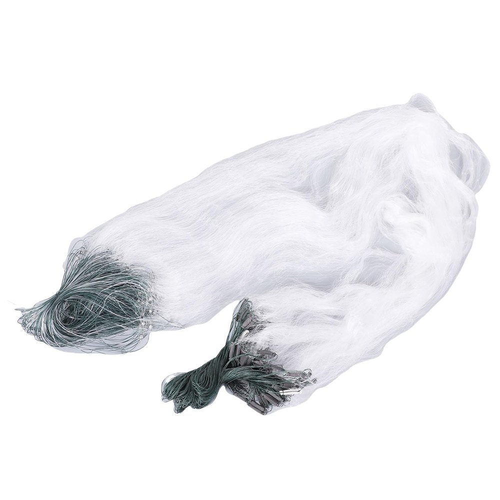 50m Length 1.5m Height 3 Layers Fishing Net Nylon Monofilament Cast Net Outdoor Hand Throw Fishing Mesh Bait Trap Fish(3 Finger)