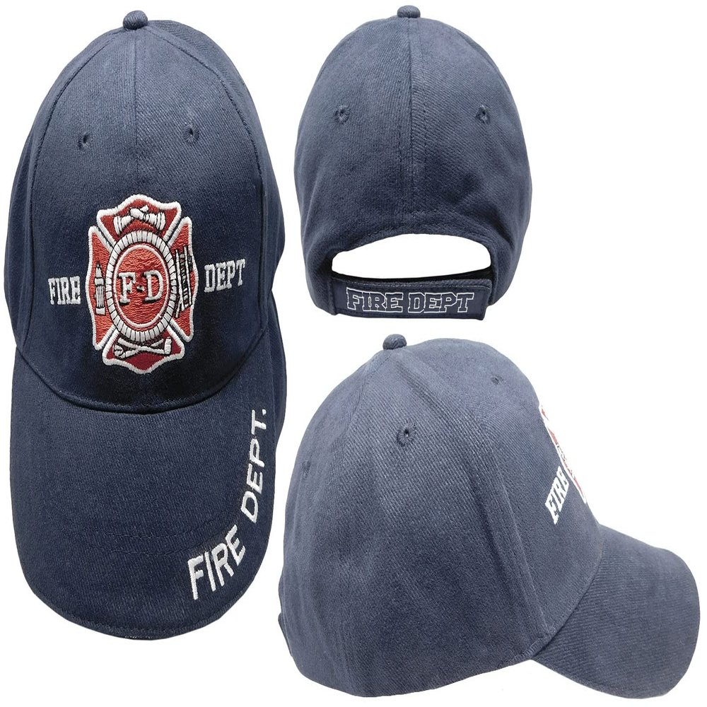 Trade Winds Navy Blue Fire Fighter F-D Department Fighters Emblem Embroidered Hat Cap (RUF)