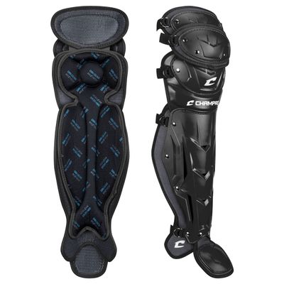 CHAMPRO Optimus Pro Triple Knee Protective Leg Guards for Baseball/Softball Catchers, 16.5", Black