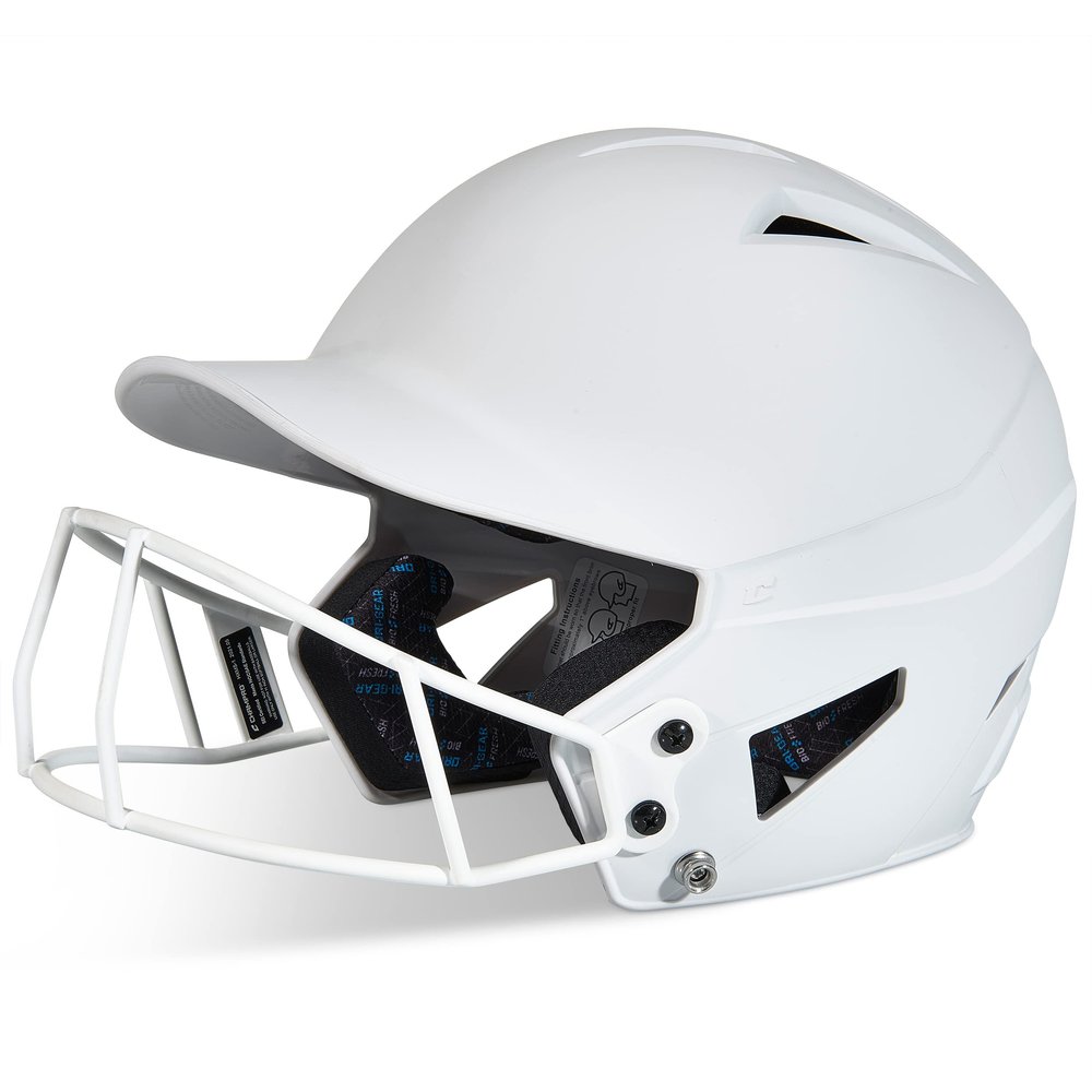CHAMPRO womens Rise Fastpitch and Matte Finish HX Softball Batting Helmet with Facemask, White, Large US