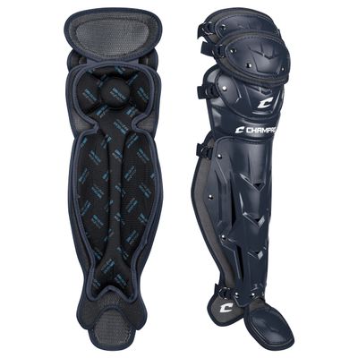 CHAMPRO Optimus Pro Triple Knee Protective Leg Guards for Baseball/Softball Catchers,Navy,16.5"
