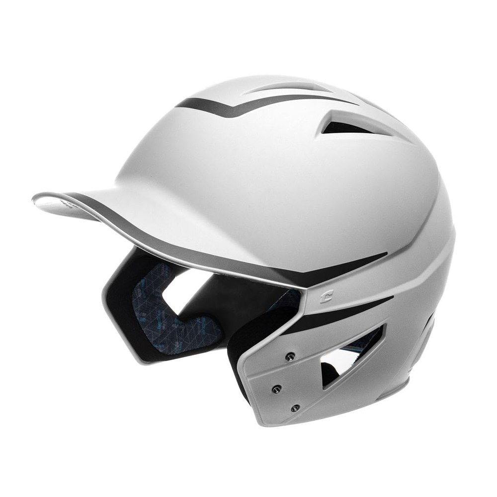 CHAMPRO HX Legend Plus Performance Baseball Batting Helmet with Removeable Jaw Guard in Two-Tone Color Matte Finish, HXM2WJ, White, Black, Junior