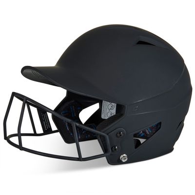 CHAMPRO womens Rise Fastpitch and Matte Finish HX Softball Batting Helmet with Facemask, Black, Large US