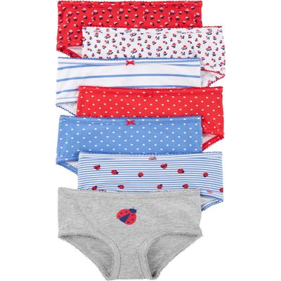 Carter's Girls' Little 7-Pack Underwear, Ladybug, 6/6X