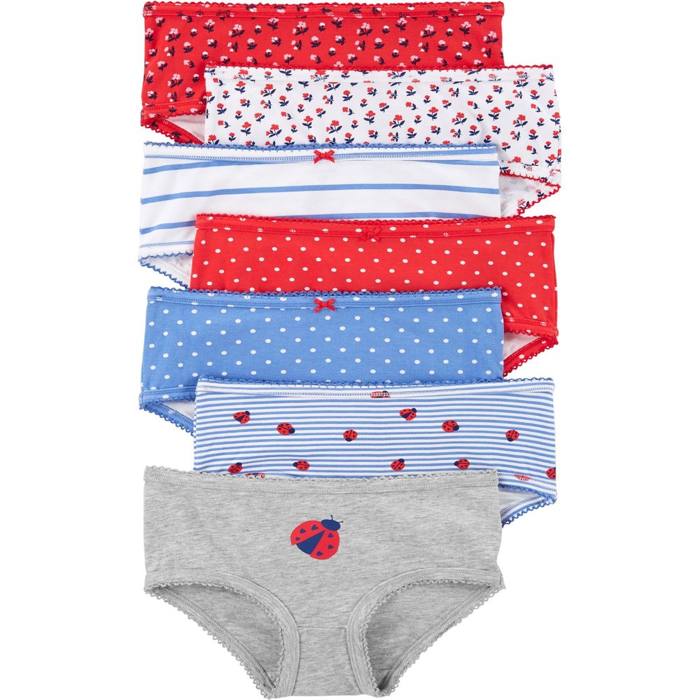 Carter's Girls' Little 7-Pack Underwear, Ladybug, 6/6X