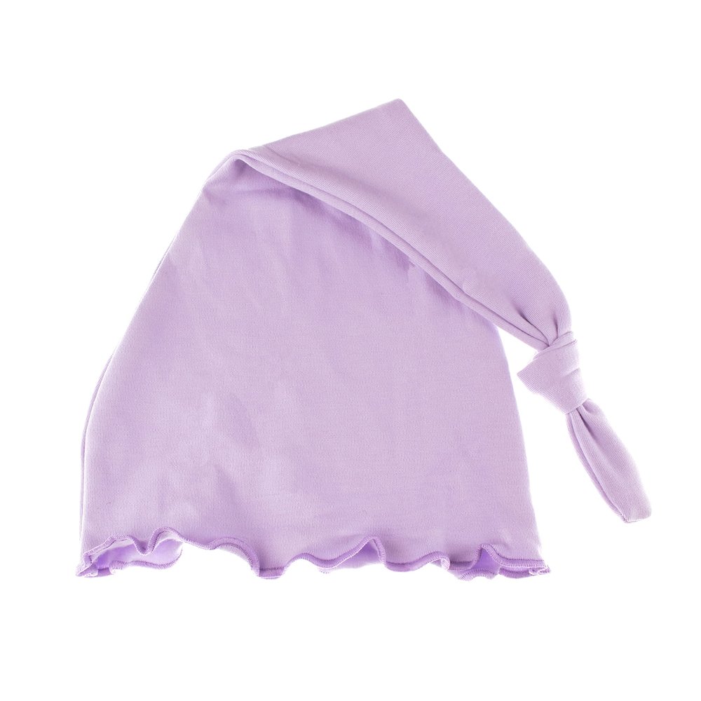 My Lello Baby Ruffled Knotted Tail Cotton Beanie Hat - (6-18 Months) - Lavender