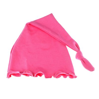 My Lello Baby Ruffled Knotted Tail Cotton Beanie Hat - (6-18 Months) - Hot Pink