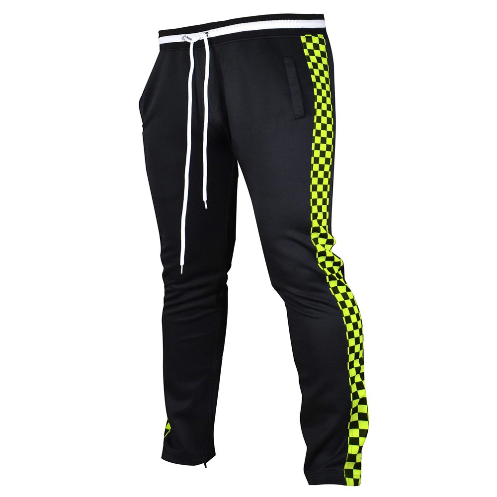 SCREENSHOT Men's Athletic Fitness Slim Fit Workout Track Pants BASIC P11854-Black/Neon-Medium