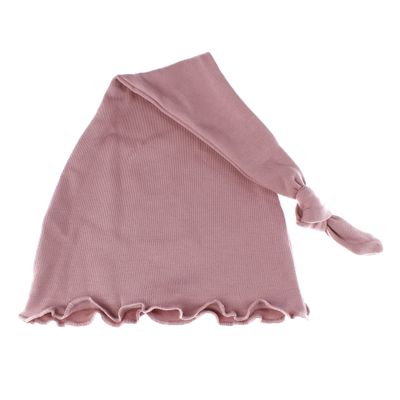 My Lello Baby Ruffle Knotted Tail Cotton Beanie Hat - (0-6 Months) - Dusty Lilac