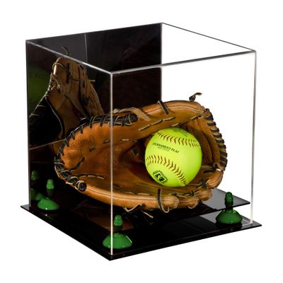 Better Display Cases Versatile Acrylic Display Case - Medium Square with Box with Mirror and Green Risers 11" x 11" x 11" (A001-GRR)