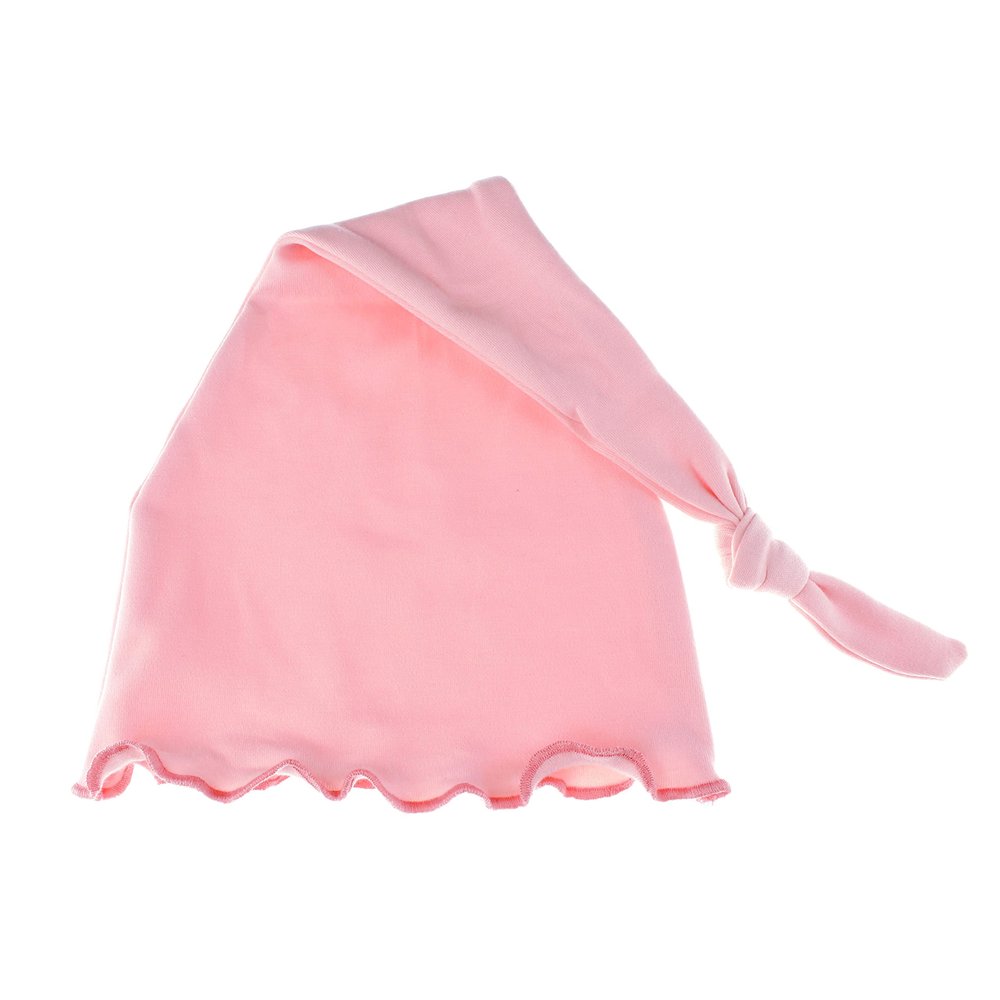 My Lello Baby Ruffle Knotted Tail Cotton Beanie Hat - (0-6 Months) - Light Pink
