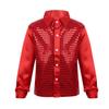 YONGHS Kids Boys Sparkly Sequins Hip Hop Performance Shirts Glittery Sequined Long Sleeve Spread Collar Dancewear Red 12-14 view 1
