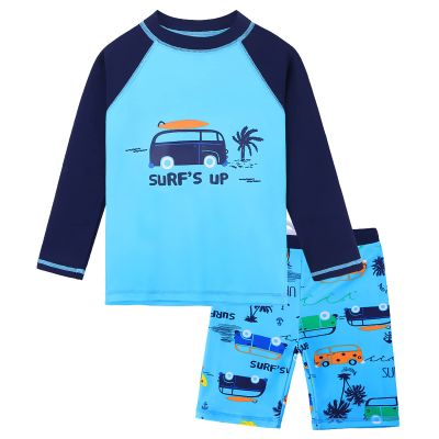 HUAANIUE Baby Toddler Boy Swimsuit Rashguard Set Swimwear UPF 50+ Car 0-6 Months