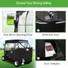 10L0L Deluxe Golf Cart Enclosure for 2 Passengers EZGO TXT RXV with Side Mirror Openings, Waterproof Portable 4-Sided Transparent Windows Golf Buggy Driving Enclosure Cover Black - Roof up to 58" L view 3