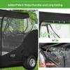 10L0L Deluxe Golf Cart Enclosure for 2 Passengers EZGO TXT RXV with Side Mirror Openings, Waterproof Portable 4-Sided Transparent Windows Golf Buggy Driving Enclosure Cover Black - Roof up to 58" L view 4