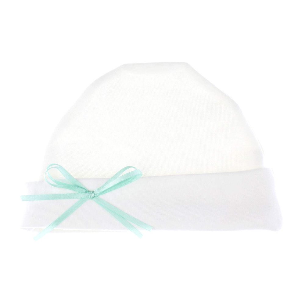 My Lello Baby Cotton Beanie Hat w/Bow - (0-6 Months) - Aqua