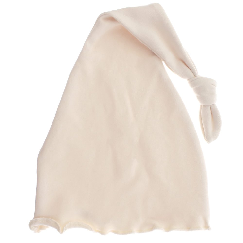 My Lello Baby Ruffled Knotted Tail Cotton Beanie Hat - (Newborn) - Natural