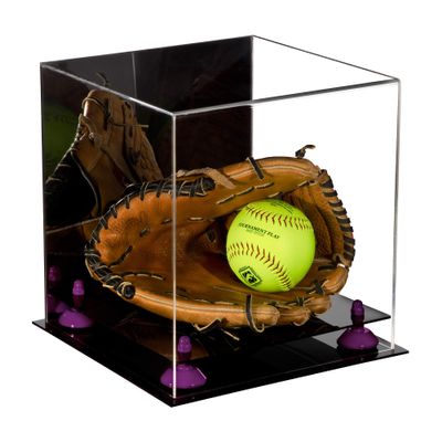 Better Display Cases Versatile Acrylic Display Case - Medium Square with Box with Mirror and Purple Risers 11" x 11" x 11" (A001-PR)