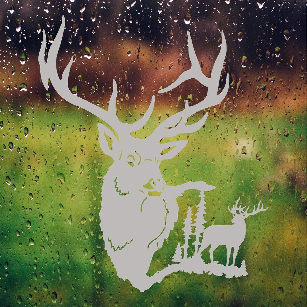 Buck Deer Front Door Window Decal Hunting Gun Cabinet Etched Glass Decals Vinyl Sticker