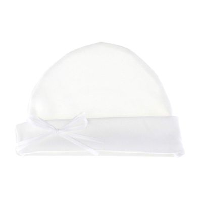 My Lello Baby Cotton Beanie Hat w/Bow - (Newborn) - White