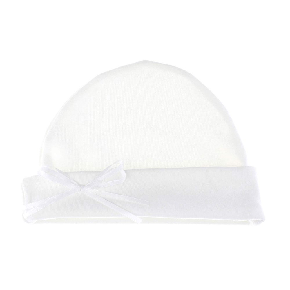 My Lello Baby Cotton Beanie Hat w/Bow - (Newborn) - White