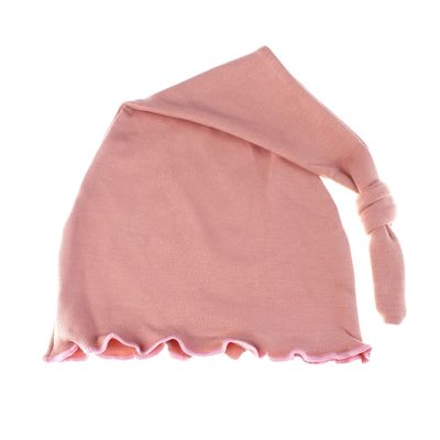 My Lello Baby Ruffle Knotted Tail Cotton Beanie Hat - (0-6 Months) - Dusty Rose
