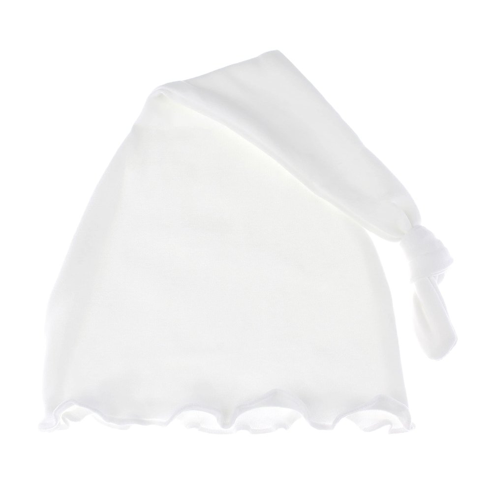 My Lello Baby Ruffle Knotted Tail Cotton Beanie Hat - (0-6 Months) - White